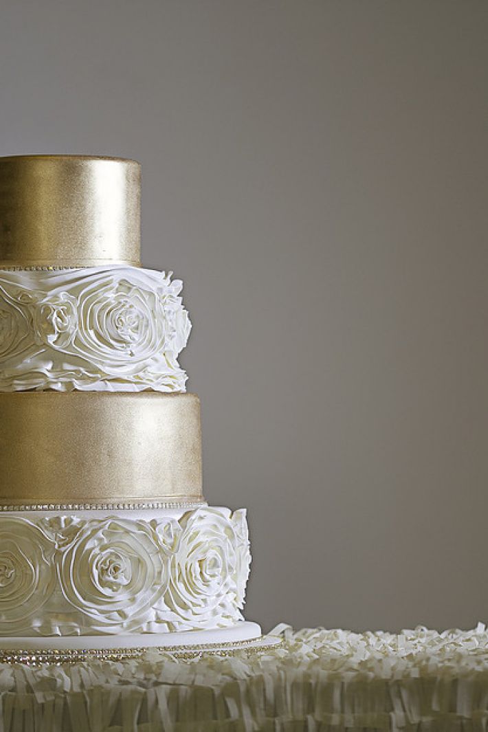 gold ruffle wedding Cakes Sussex
